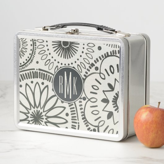 Abstraktes Muster des Monogramm-| Kami Metall Brotdose (Beispiel)