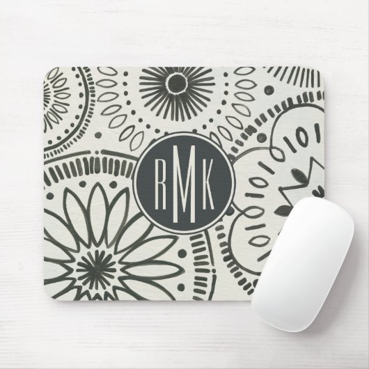 Abstraktes Muster des Monogramm-| Kami Mousepad (Mit Mouse)