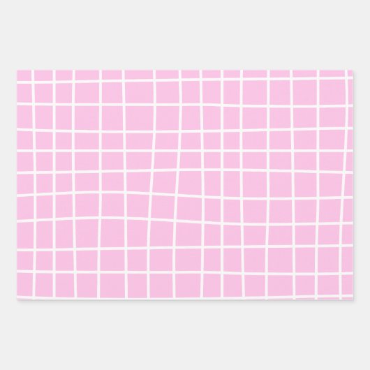 Abstraktes Muster eines weichrosa Gitters Geschenkpapier Set (Vorderseite 2)