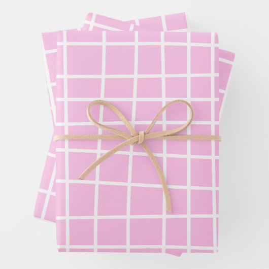 Abstraktes Muster eines weichrosa Gitters Geschenkpapier Set (Beispiel)