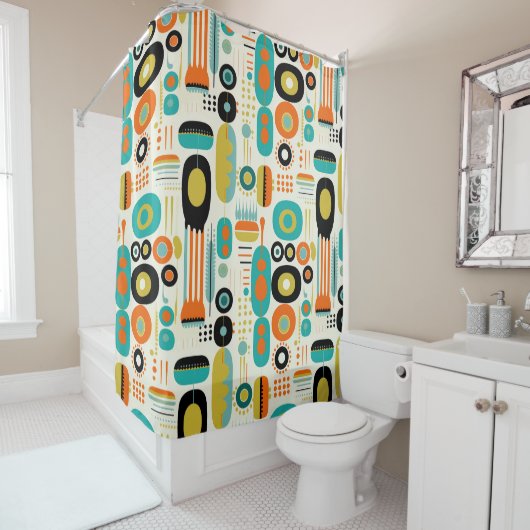 Abstraktes Muster Farbige Retro-Moderne Mitte des  Duschvorhang (Beispiel)