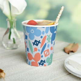 Abstraktes Muster für Blumen und geometrische Farb Pappbecher