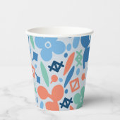 Abstraktes Muster für Blumen und geometrische Farb Pappbecher (Vorderseite)