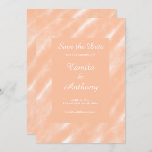 Abstraktes Muster für die Farbflora des Peach Fuzz Einladung (Vorne/Hinten)