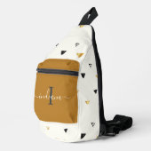 Abstraktes Muster für ein Monogramm-Skript Crossbody Bag (Rechte Ecke)