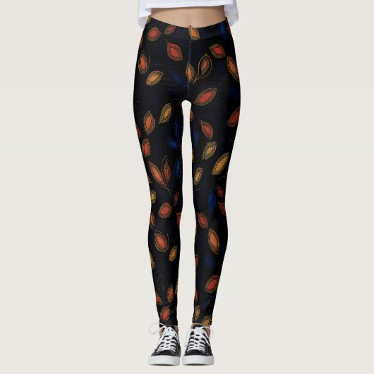 Abstraktes Muster für Herbstfarben Leggings (Vorderseite)