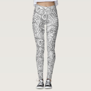 Abstraktes Muster für Schwarz-Weiß-Schmetterling Leggings