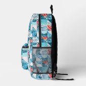 Abstraktes Muster für tropische Aquamarine Geometr Bedruckter Rucksack (Rechts)