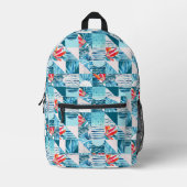 Abstraktes Muster für tropische Aquamarine Geometr Bedruckter Rucksack (Vorderseite)