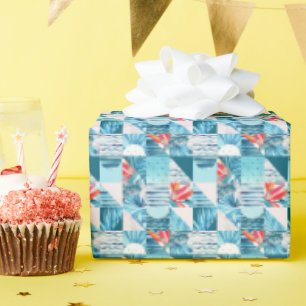 Abstraktes Muster für tropische Aquamarine Geometr Geschenkpapier