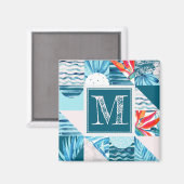Abstraktes Muster für tropische Aquamarine Geometr Magnet (Vorderseite/Rückseite)