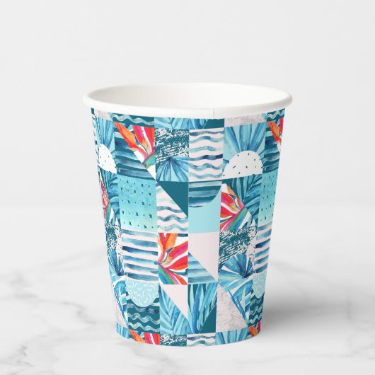 Abstraktes Muster für tropische Aquamarine Geometr Pappbecher (Rechts)