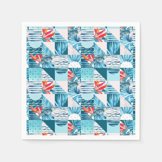 Abstraktes Muster für tropische Aquamarine Geometr Serviette (Vorderseite)