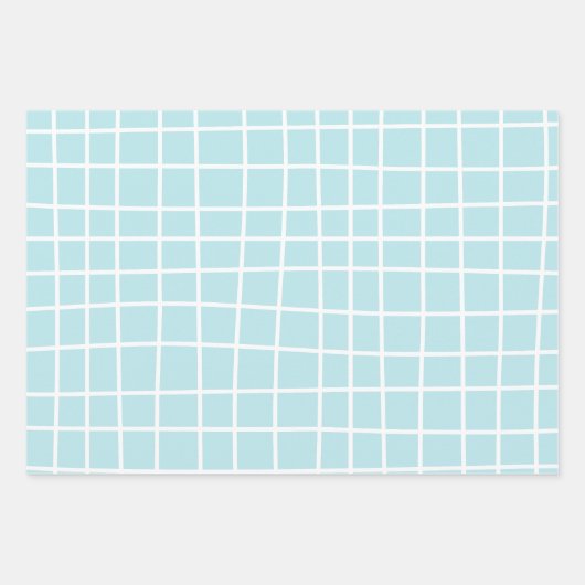 Abstraktes Muster für weiches blaues Gitter Geschenkpapier Set (Vorderseite 2)