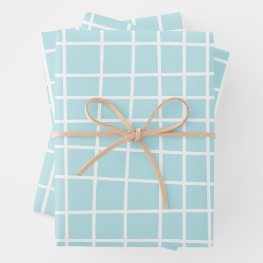 Abstraktes Muster für weiches blaues Gitter Geschenkpapier Set (Beispiel)