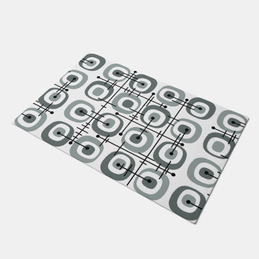 Abstraktes Muster Grau des MCM Mitteljahrhunderts Fußmatte (Schrägansicht)