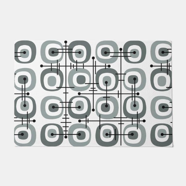 Abstraktes Muster Grau des MCM Mitteljahrhunderts Fußmatte (Vorderseite)