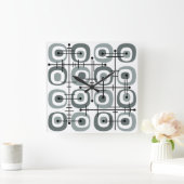Abstraktes Muster Grau des MCM Mitteljahrhunderts Quadratische Wanduhr (Zuhause)