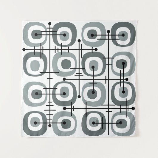 Abstraktes Muster Grau des MCM Mitteljahrhunderts Wandteppich (Vorderseite)