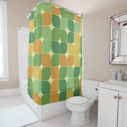 Abstraktes Muster, grün orange Duschvorhang (Beispiel)