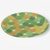 Abstraktes Muster, grün orange gelb, Mitte des Jah Pappteller (Schrägansicht)