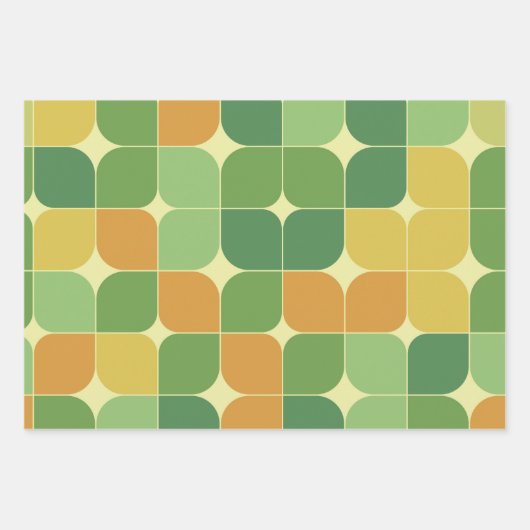 Abstraktes Muster, grün orange Geschenkpapier Set (Vorderseite 3)