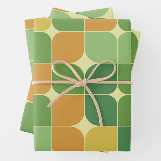 Abstraktes Muster, grün orange Geschenkpapier Set (Beispiel)