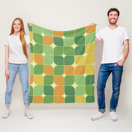 Abstraktes Muster Grün Orange Mitte des Jahrhunder Fleecedecke (Beispiel)