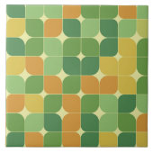 Abstraktes Muster Grün Orange Mitte des Jahrhunder Fliese (Vorderseite)