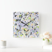 Abstraktes Muster, Herbstmuster Quadratische Wanduhr (Zuhause)