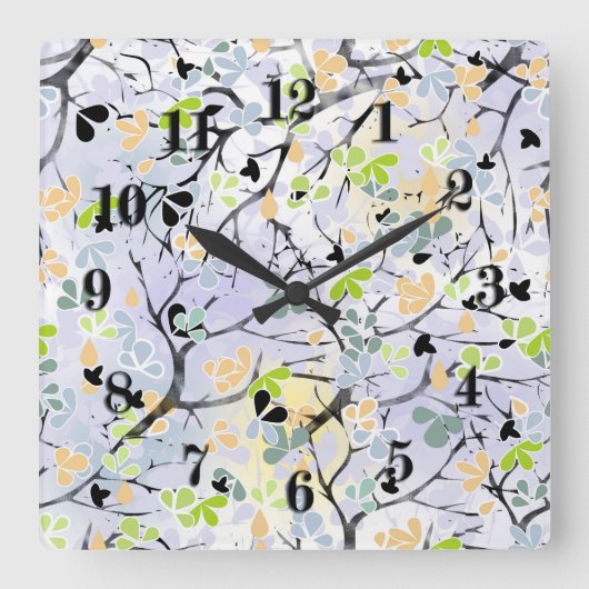 Abstraktes Muster, Herbstmuster Quadratische Wanduhr (Vorderseite)