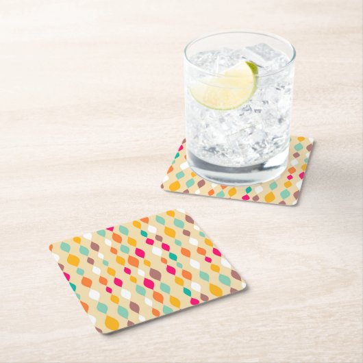 abstraktes Muster im Retro-Stil Rechteckiger Pappuntersetzer (Vor Ort)