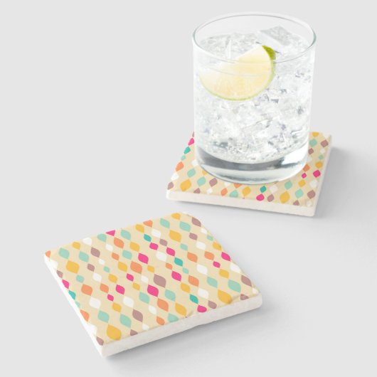 abstraktes Muster im Retro-Stil Steinuntersetzer (Seitenansicht)