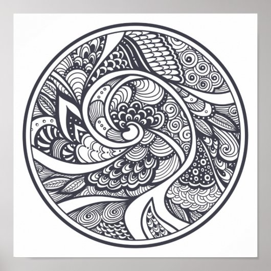 Abstraktes Muster im Zen-Doodle-Stil 2 Poster (Vorne)