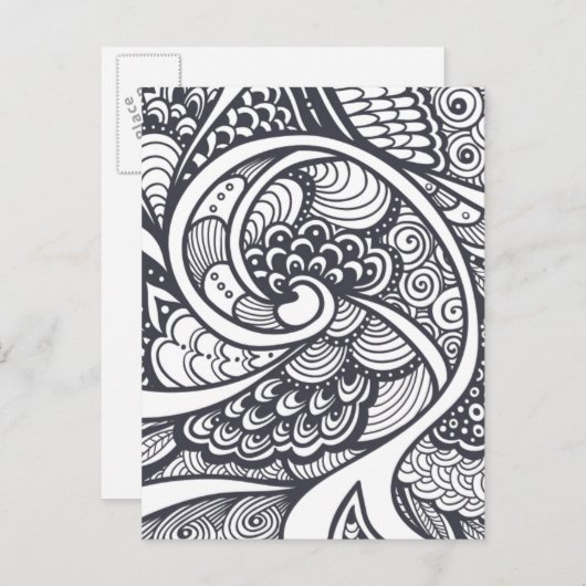 Abstraktes Muster im Zen-Doodle-Stil Postkarte (Vorne/Hinten)