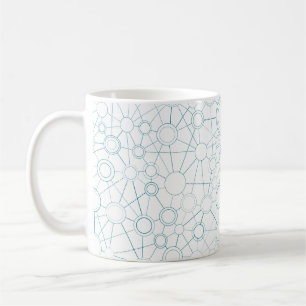 Abstraktes Muster in Blau mit Linien und Punkten Kaffeetasse