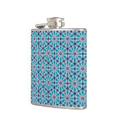 Abstraktes Muster in Blau und Grau Flachmann (Links)