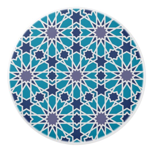 Abstraktes Muster in Blau und Grau Keramikknauf (Vorderseite)