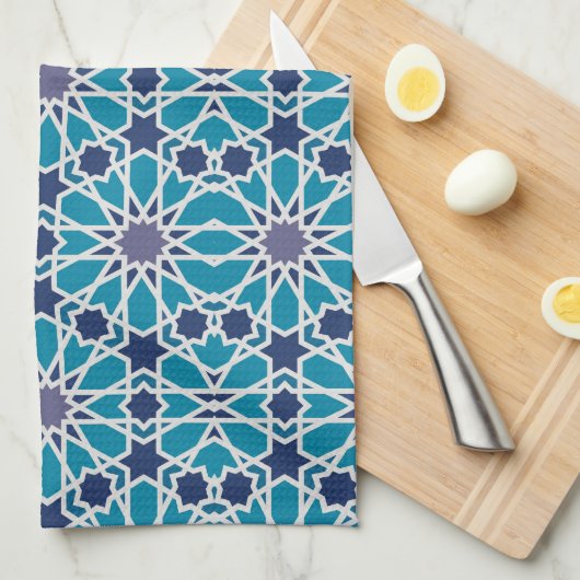 Abstraktes Muster in Blau und Grau Küchentuch (Viertel Falte)