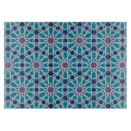 Abstraktes Muster in Blau und Grau Schneidebrett (Vorderseite)