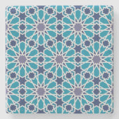 Abstraktes Muster in Blau und Grau Steinuntersetzer (Vorderseite)