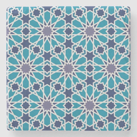 Abstraktes Muster in Blau und Grau Steinuntersetzer (Vorderseite)