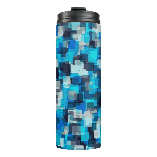 abstraktes Muster in blau und schwarz Thermosbecher (Vorderseite)