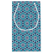 Abstraktes Muster in Blauem und in Grauem Kleine Geschenktüte (Rückseite)