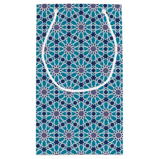 Abstraktes Muster in Blauem und in Grauem Kleine Geschenktüte (Rückseite)