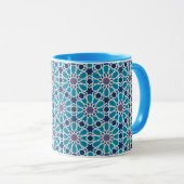Abstraktes Muster in Blauem und in Grauem Tasse (VorderseiteRechts)