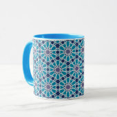 Abstraktes Muster in Blauem und in Grauem Tasse (Vorderseite Links)