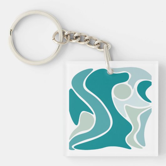 Abstraktes Muster in blauen Farbtönen Schlüsselanhänger (Vorderseite)