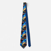 Abstraktes Muster in Blue, Gold und Brown Neck Tie Krawatte (Vorderseite)