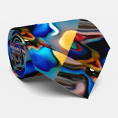 Abstraktes Muster in Blue, Gold und Brown Neck Tie Krawatte (Gerollt)